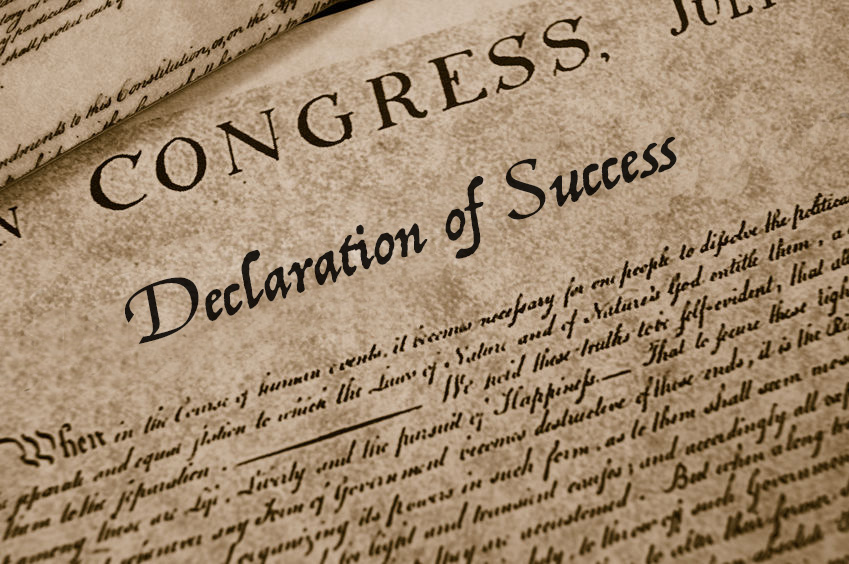 The Declaration of Independence changed to the Declaration of Success.